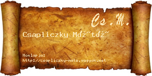 Csapliczky Máté névjegykártya